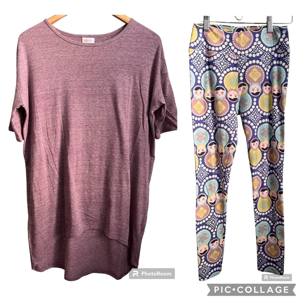 LuLaRoe OS Nesting Doll Leggings with XXS Purple Irma